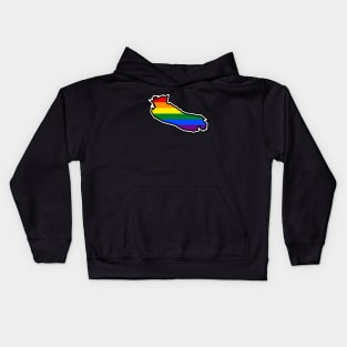 Gabriola Island Silhouette - Traditional Pride Flag Rainbow Colours - Gabriola Island Kids Hoodie